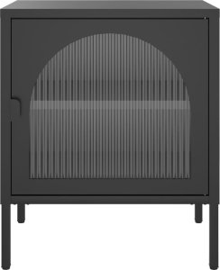 vidaXL Szafka nocna, czarna 50x35x60 cm, szkło i stal 5