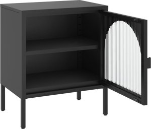 vidaXL Szafka nocna, czarna 50x35x60 cm, szkło i stal 7