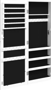 vidaXL Wisząca szafka na biżuterię, z lustrem, biała, 37,5x10x106 cm 5