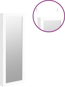 vidaXL Wisząca szafka na biżuterię, z lustrem, biała, 37,5x10x106 cm 9