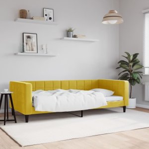 vidaXL Sofa z funkcją spania, żółta, 90x200 cm, obita aksamitem Lumarko! 1