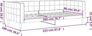 vidaXL Sofa z funkcją spania, żółta, 90x200 cm, obita aksamitem 8