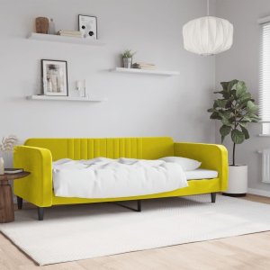 vidaXL Sofa z funkcją spania, żółta, 90x200 cm, obita aksamitem Lumarko! 1