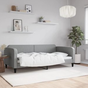 vidaXL Sofa z funkcją spania, jasnoszara, 100x200 cm, obita tkaniną Lumarko! 1