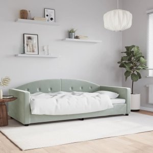 vidaXL Sofa z funkcją spania, jasnoszara, 90x200 cm, aksamit Lumarko! 1