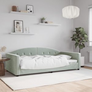 vidaXL Sofa z funkcją spania, jasnoszara, 100x200 cm, obita aksamitem Lumarko! 1