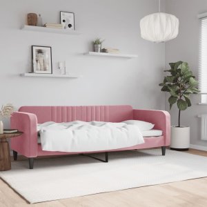 vidaXL Sofa z funkcją spania, różowa, 80x200 cm, obita aksamitem Lumarko! 1