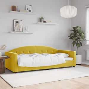 vidaXL Sofa z funkcją spania, żółta, 90x200 cm, obita aksamitem Lumarko! 1