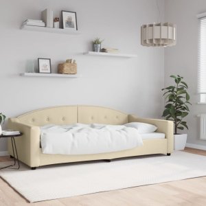 vidaXL Sofa z funkcją spania, kremowa, 100x200 cm, obita tkaniną Lumarko! 1