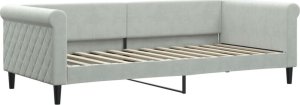 vidaXL Łóżko dzienne, jasnoszare, 90x200 cm, obite aksamitem 2