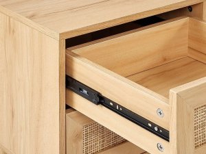 Beliani Szafka RTV z frontem rattanowym jasne drewno PEROTE 11