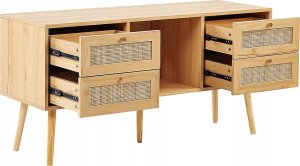 Beliani Szafka RTV z frontem rattanowym jasne drewno PEROTE 2