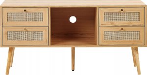 Beliani Szafka RTV z frontem rattanowym jasne drewno PEROTE 3