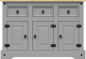 vidaXL Komoda Corona, szara, 112x43x78 cm, lite drewno sosnowe 3