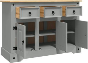vidaXL Komoda Corona, szara, 112x43x78 cm, lite drewno sosnowe 4