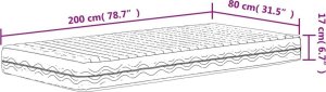 vidaXL Materac piankowy, biały, 80x200 cm, twardość H2/H3 8