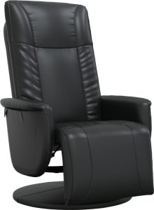 vidaXL Rozkładany fotel z podnóżkiem, czarny, sztuczna skóra 2