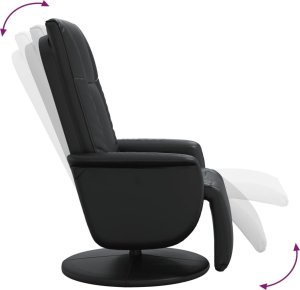 vidaXL Rozkładany fotel z podnóżkiem, czarny, sztuczna skóra 6
