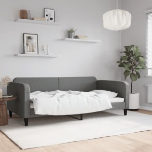 vidaXL Sofa z funkcją spania, ciemnoszara, 100x200 cm, obita tkaniną Lumarko! 1