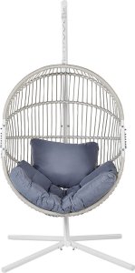 Beliani Fotel wiszący ze stojakiem z technorattanu biały ACRI 4