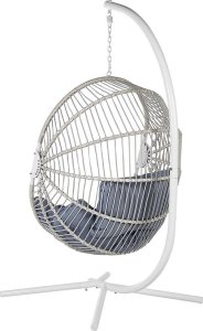 Beliani Fotel wiszący ze stojakiem z technorattanu biały ACRI 5