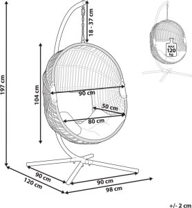 Beliani Fotel wiszący ze stojakiem z technorattanu biały ACRI 10