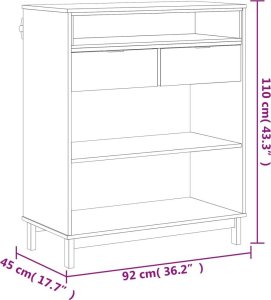 vidaXL Stolik barowy FLAM, 92x45x110 cm, lite drewno sosnowe 10