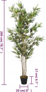 vidaXL Sztuczny bambus, 1380 liści, 200 cm, zielony 4