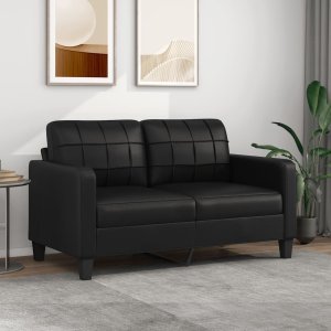 vidaXL 2-osobowa sofa, czarna, 140 cm, sztuczna skóra Lumarko! 1