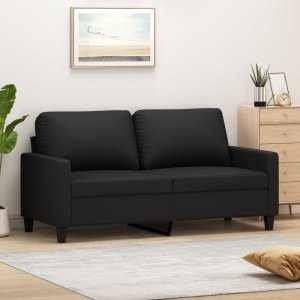 vidaXL 2-osobowa sofa, czarna, 140 cm, sztuczna skóra Lumarko! 1