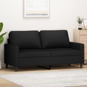 vidaXL Sofa 2-osobowa, czarna, 140 cm, tapicerowana aksamitem Lumarko! 1