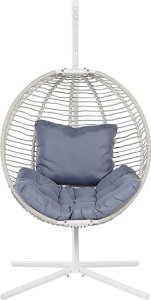 Beliani Fotel wiszący ze stojakiem biały ARCO 4