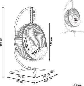 Beliani Fotel wiszący ze stojakiem biały ARCO 10