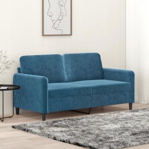 vidaXL Sofa 2-osobowa, niebieski, 140 cm, tapicerowana aksamitem Lumarko! 1