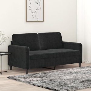 vidaXL Sofa 2-osobowa, czarna, 140 cm, tapicerowana aksamitem Lumarko! 1