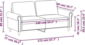 vidaXL 2-osobowa sofa, kolor cappuccino, 140 cm, sztuczna skóra 8