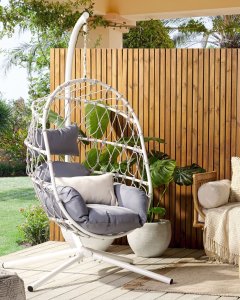 Beliani Fotel wiszący ze stojakiem biały ADRIA 2