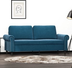 vidaXL Sofa 2-osobowa, niebieski, 140 cm, tapicerowana aksamitem Lumarko! 1