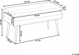 Beliani Ławka ze schowkiem do sypialni burgundowa DURHAM 3