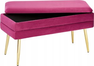 Beliani Ławka ze schowkiem do sypialni burgundowa DURHAM 5