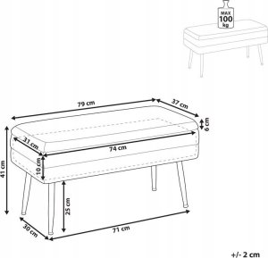 Beliani Ławka ze schowkiem do sypialni burgundowa DURHAM 8
