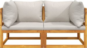 vidaXL Moduł sofy narożnej, 2 szt, z jasnoszarymi poduszkami, akacja 3