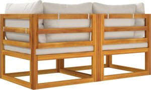 vidaXL Moduł sofy narożnej, 2 szt, z jasnoszarymi poduszkami, akacja 6