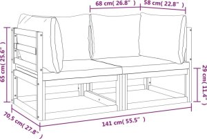 vidaXL Moduł sofy narożnej, 2 szt, z jasnoszarymi poduszkami, akacja 8