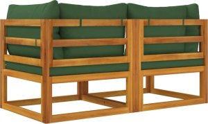 vidaXL Moduł sofy narożnej, 2 szt, z zielonymi poduszkami, akacja 6