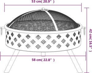 Palenisko ogrodowe vidaXL Palenisko z pogrzebaczem, 58 cm, XXL, stal 7