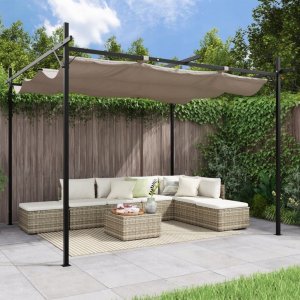 vidaXL Pergola ze zwijanym dachem, taupe, 295x292x230 cm Lumarko! 1