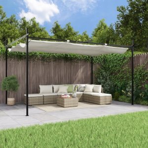 vidaXL Pergola ze zwijanym dachem, kremowa, 395x292x230 cm Lumarko! 1