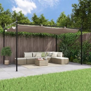 vidaXL Pergola ze zwijanym dachem, taupe, 395x292x230 cm Lumarko! 1