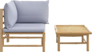 vidaXL 2-cz. zestaw mebli do ogrodu, jasnoszare poduszki, bambus 3